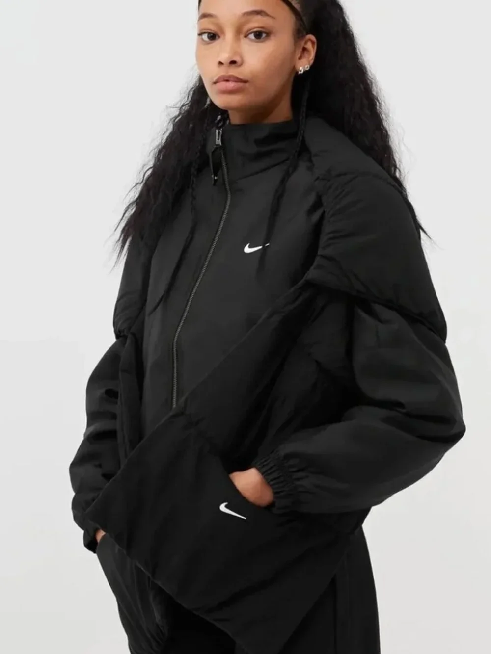 Nike Therma-FIT Black Quilted Down Wrap Neck Scarf One Size
